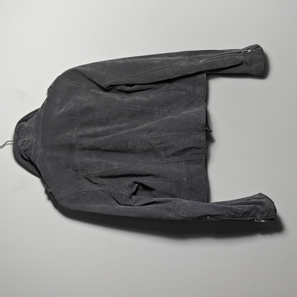 C AND C CALIFORNIA Gray Leather Zip Up Moto Jacket Size Medium - Picture 13 of 16